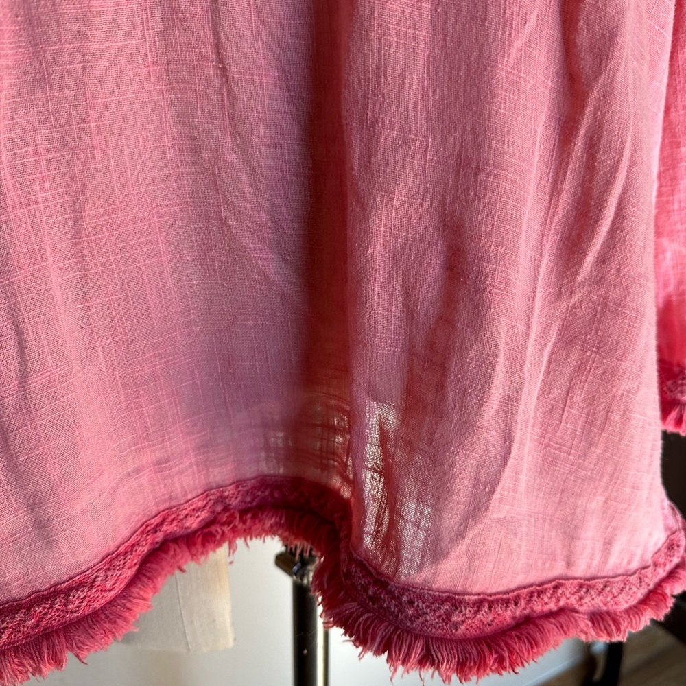 Soft Surroundings Long Sleeve Pink Top With Embroidered Flowers. Size Large - Picture 3 of 7